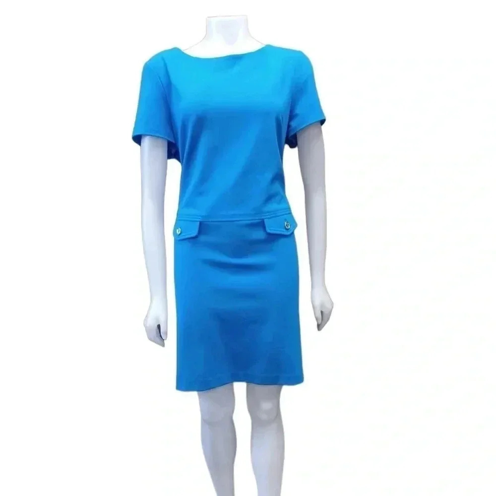 Tommy Hilfiger Blue Stretch Short Sleeve Mini Dress Size 14